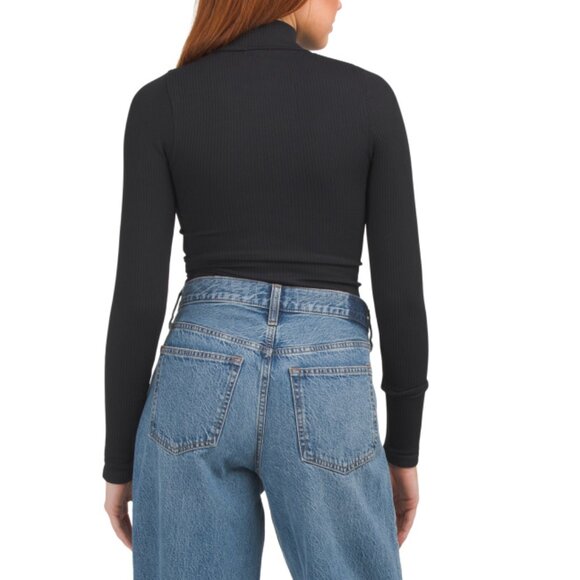 FREE PEOPLE Black Ribbed Turtleneck Bodysuit - Picture 2 of 2